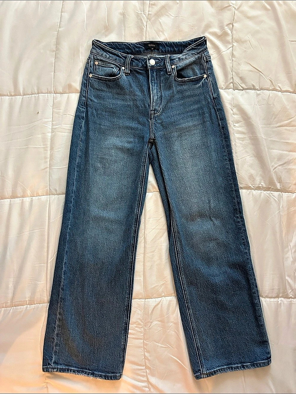 Quince Comfort Stretch High Rise Relaxed Straight Jean Straight Leg Jeans- petit